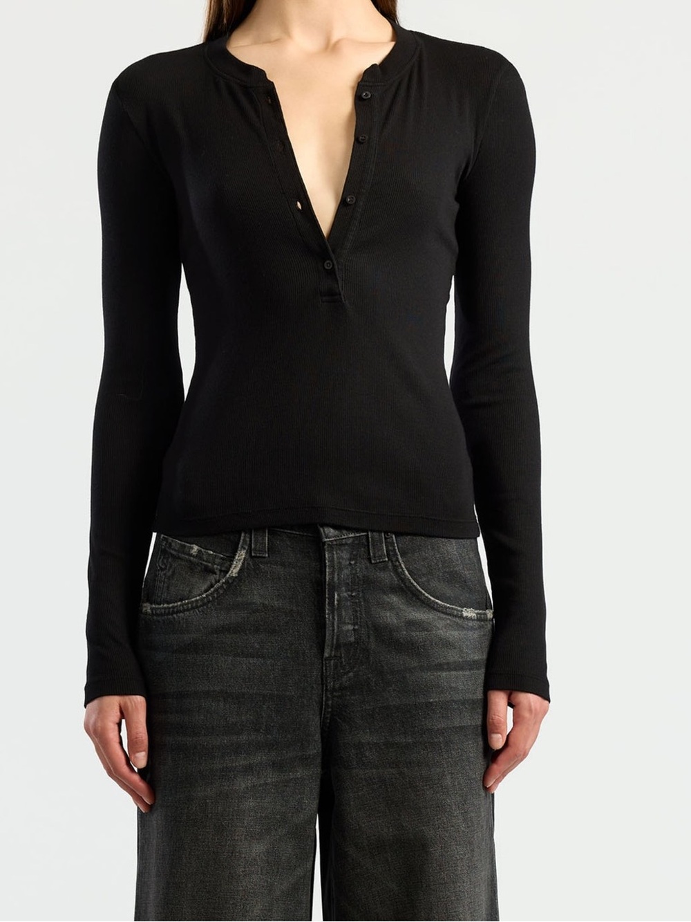 Cotton Citizen Verona Henley Long-Sleeve luxurious cotton-modal Form-fitting Top